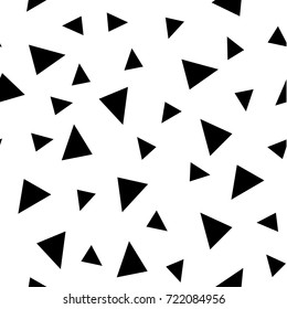 Seamless geometrical pattern with black triangle silhouette on white. Vector seamless monochrome background. Memphis style