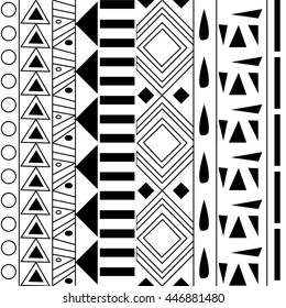 Seamless geometrical pattern in black and white style. Abstract print template for fabric and paper.