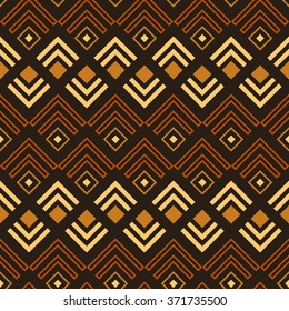 Seamless geometrical pattern in brown shades. Aztec motives. 