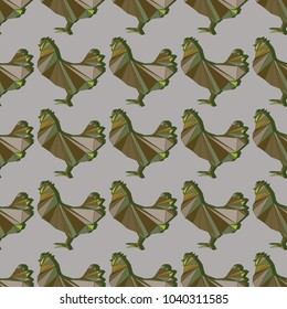 Seamless geometrical pattern with chickens, roosters 