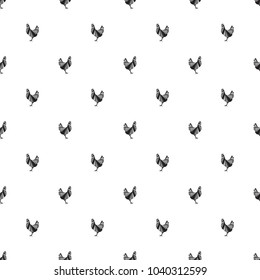 Seamless geometrical pattern with chickens, roosters 