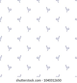 Seamless geometrical pattern with chickens, roosters 