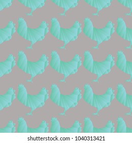 Seamless geometrical pattern with chickens, roosters 
