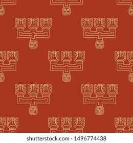 Seamless geometrical pattern with ethnic Native American motifs. Ancient Peruvian linear decor of Huari Indians.