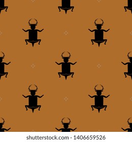 Seamless geometrical pattern with ethnic tribal motifs. Fantastic mythological creature of Native American Indians.