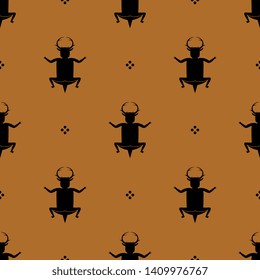 Seamless geometrical pattern with ethnic tribal motifs and abstract dots. Fantastic mythological creature of Native American Indians.