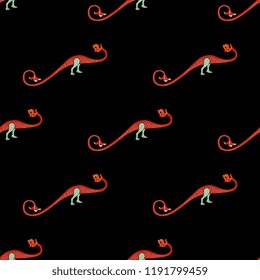 Seamless geometrical pattern with funny medieval dragons. Based on ancient Gothic illuminated manuscript motif.