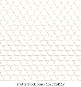 Seamless geometrical pattern. Golden triangles pattern on a white background.