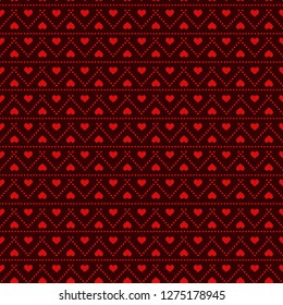 Seamless geometrical pattern with hearts. Vector repeating texture. Background for Valentine's Day. Perfect for wrapping paper or fabric.