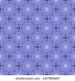 Seamless geometrical pattern. A modern ornament with cubes, triangles, rhombuses on a blue background. Infinitely alternating half tone a graphic pattern. Vector element of design.