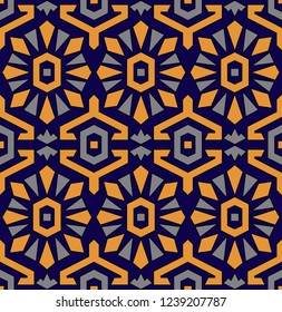 Seamless Geometrical Pattern On Navy Background