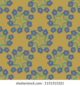 Seamless geometrical pattern with ornate round floral mandalas. Cartoon style.