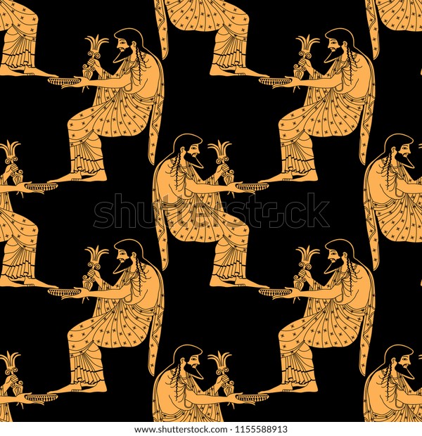 Seamless Geometrical Pattern Silhouettes Ancient Greek Stock