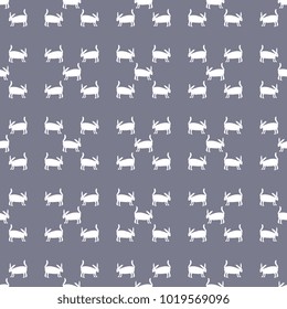 Seamless geometrical pattern with silhouettes of hare or rabbit.