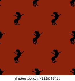Seamless geometrical pattern with small silhouettes of heraldic lions standing on hind legs. Based on medieval motif. 