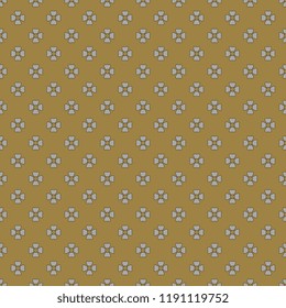Seamless geometrical pattern with small stylized four petal flowers or crosses. 