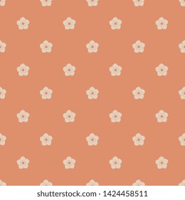 Seamless geometrical pattern with small stylized flowers. Monochrome floral polka dot.