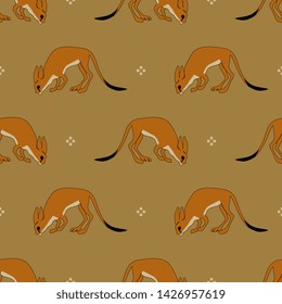 Seamless geometrical pattern with stylized funny animals. Ancient Egyptian motif.