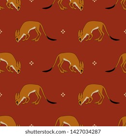 Seamless geometrical pattern with stylized funny animals. Ancient Egyptian motif.