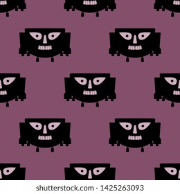 Seamless geometrical pattern with stylized human faces. Native American tribal motif from ancient Peru.