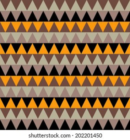 Seamless geometrical pattern with triangle element in several colors: brown, orange, dark brown