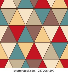 Seamless geometrical pattern with triangles print wallpaper vector illustration multicolor endless background for pack, paper, textile etc 