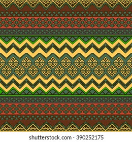Seamless geometrical pattern with tribal aztec ornament. Hand drawn abstract wallpaper in boho chic style.