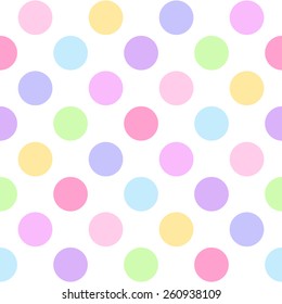 Seamless geometrical pattern with varicolored circles on a white background. Vector illustration.