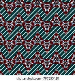 Seamless geometrical pattern, vector design, endless abstract background, mosaic, tribal