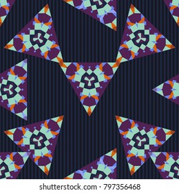 Seamless geometrical pattern, vector design, endless abstract background, mosaic, tribal