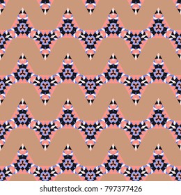 Seamless geometrical pattern, vector design, endless folkloric background, mosaic, tribal style