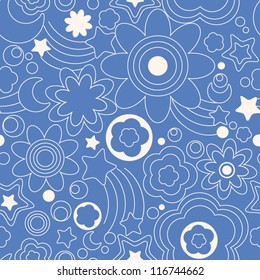 seamless geometrical pattern (vector) with stars and flowers
