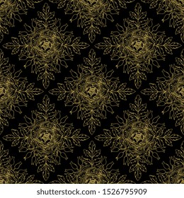 Seamless geometrical pattern with vintage floral motifs.