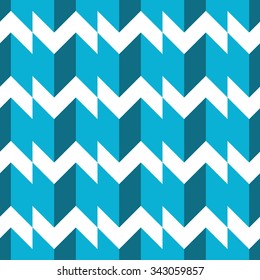 Seamless geometrical pattern in white and blue colors. Vector illustration.