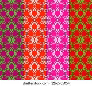 Seamless geometrical patterns. Textures. Vector ornament. Gradient color.