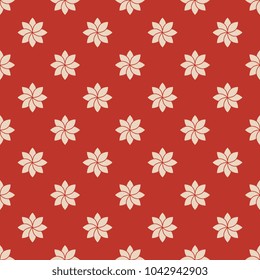 Seamless geometrical polka dot pattern with stylized small floral motifs.