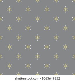 Seamless geometrical polka dot pattern with simple six point stars. Beautiful Christmas background motif.