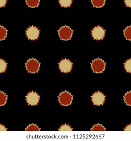 Seamless geometrical polka dot pattern with round abstract mandalas. 