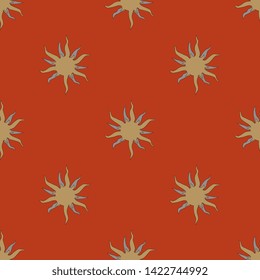 Seamless geometrical polka dot pattern with stylized Sun signs. Medieval illuminated manuscript motif.
