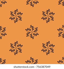 Seamless geometrical polka dot pattern with abstract round signs. Folk style.