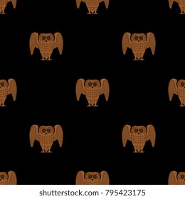 Seamless geometrical polka dot pattern with stylized old Greek owls.