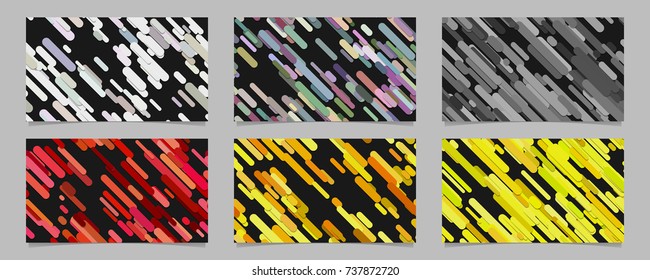 Seamless geometrical random rounded diagonal stripe pattern card background template set - abstract vector brochure design