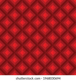 Seamless geometrical retro 3d pattern of square in red color shades for textiles, banner, background, wallpaper, decoration and many more. Vector, illustration and EPS 10.
