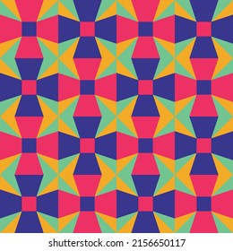 Seamless geometrical retro pattern with bold and vibrant colors for wallpaper, backgrounds, wrapping paper, fabric, and more vector eps 10