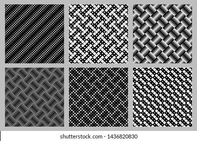 Seamless geometrical square pattern background set - abstract vector designs from diagonal squares