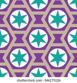 Seamless geometrical and stars background. Vector Illustration