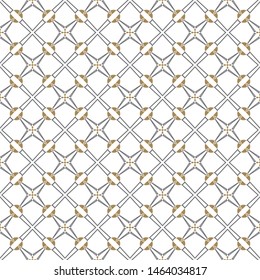 Seamless geometrical vector pattern. An abstract ornament with thin lines and round shapes. Regularly repeating rhombuses, stars, polygons the thin line. Vector graphics.