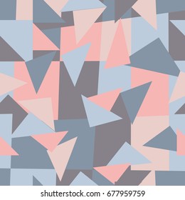 Seamless Geometrical Vector Pattern for Textile Design. Modern Mix of Triangles, Stripes and another Shapes in trend colors.