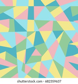 Seamless Geometrical Vector Pattern for Textile Design. Modern Mix of Triangles, Stripes and another Shapes in trend colors.