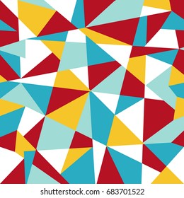 Seamless Geometrical Vector Pattern for Textile Design. Modern Mix of Triangles, Stripes and another Shapes in trend colors.